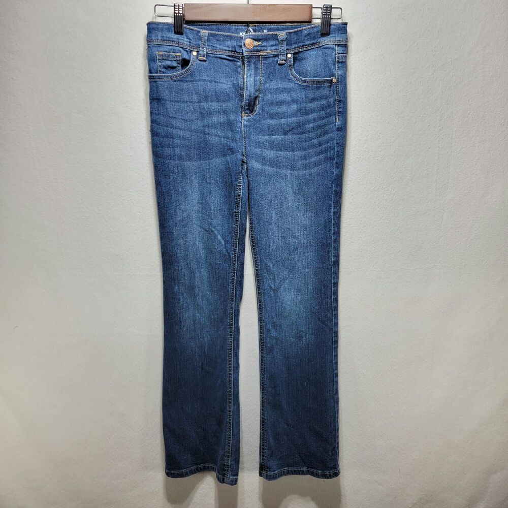 Jordache Women's Jeans 16 Long Blue Stretch Bootcut Low Rise Denim Y2K Style